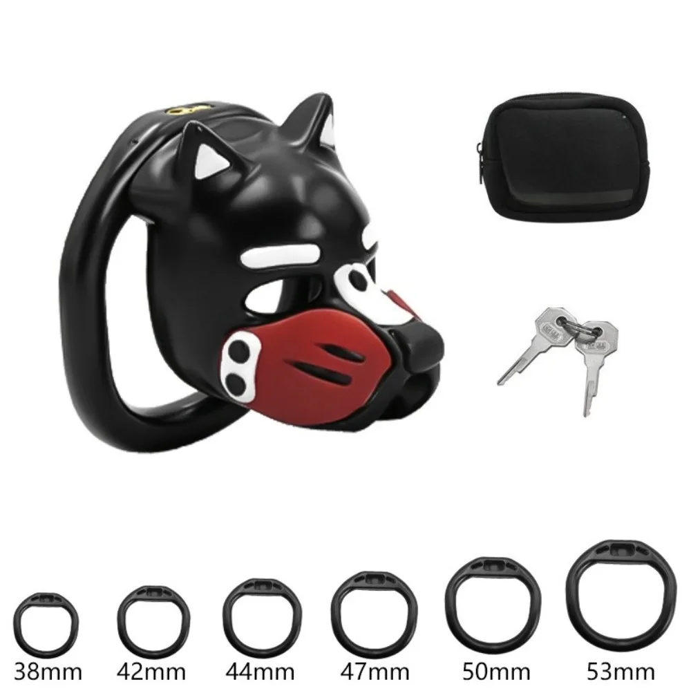 New Dog Head Chastity Cage with Colorful Mask and 6 Penis Rings BDSM K9 Training Gay Anti-Cheating Adult Toy for Men 18+