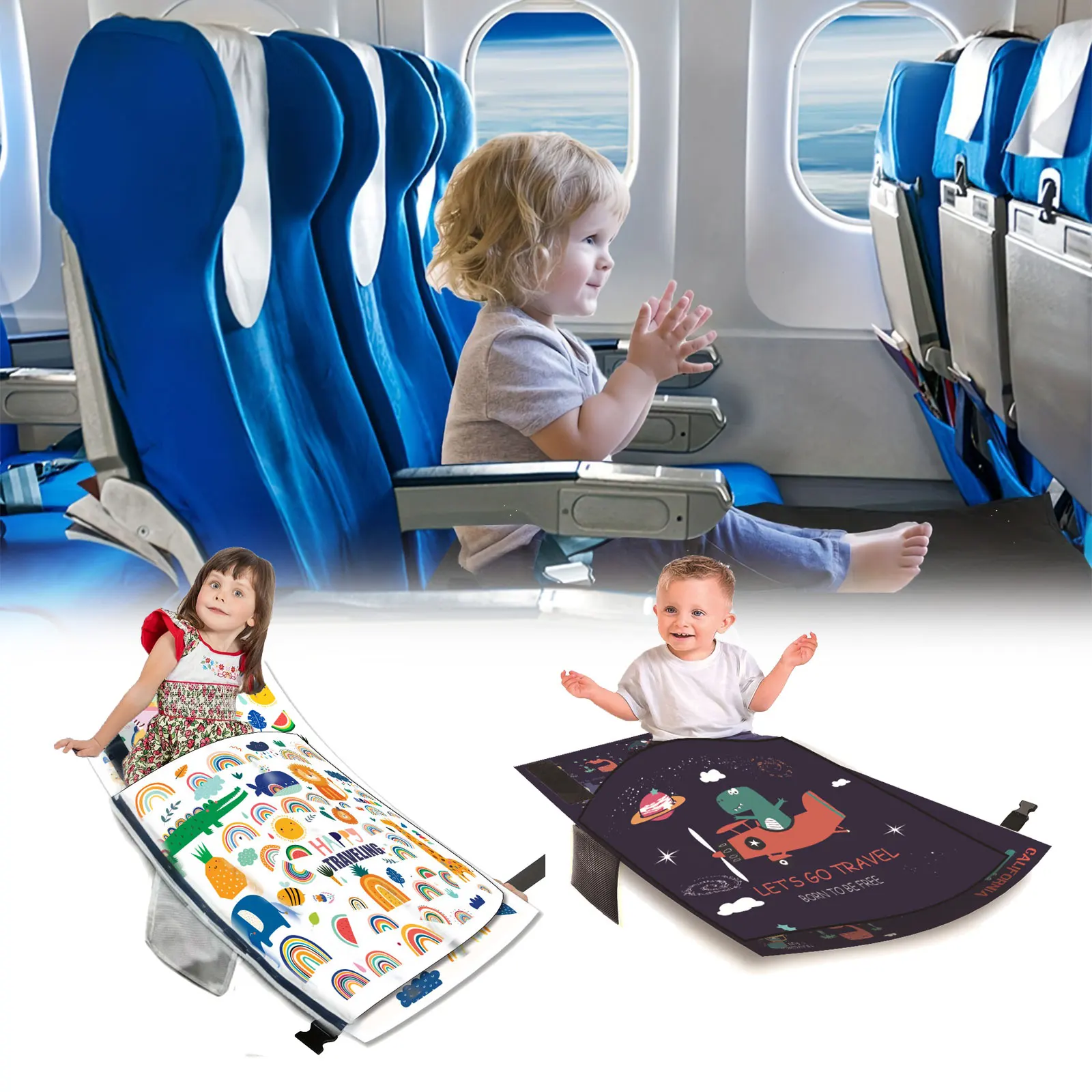 Kids Airplane Bed Breathable Children Airplane Seat Extender Portable Planes Foot Rest Travel Essentials Airplane Foot Hammock