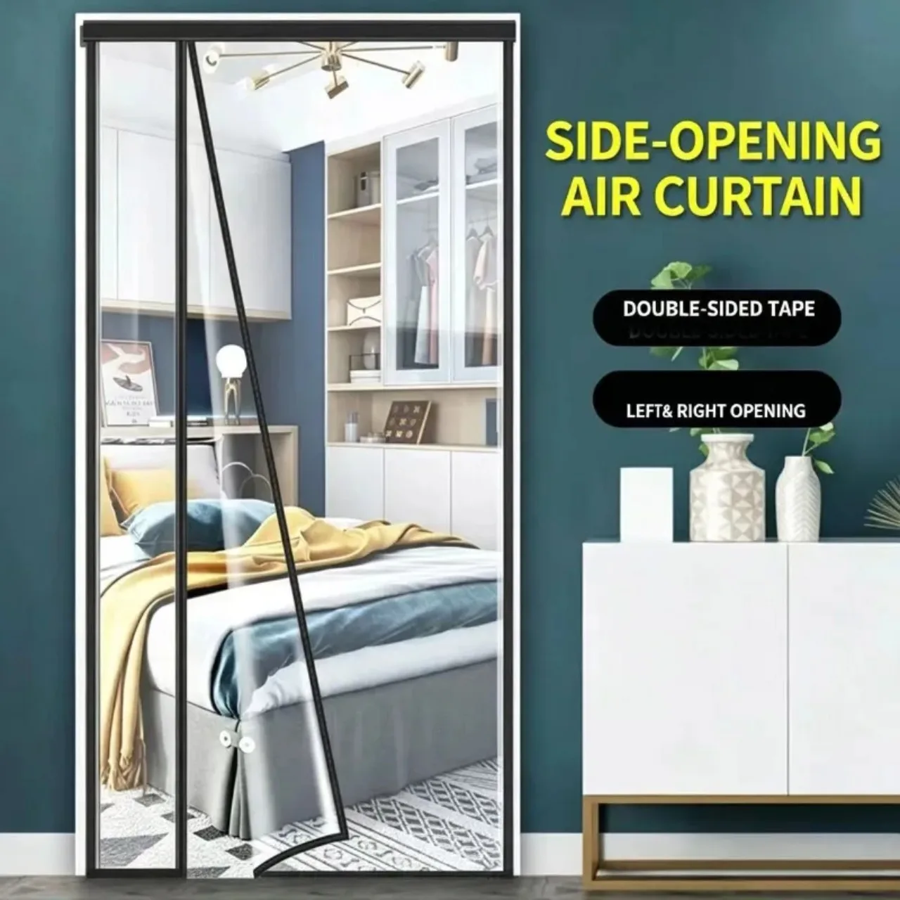 Winter Side Opening Black Edge Wrapped Door Curtain, Windproof and Warm Film Sealed Plastic Cloth, Insulation and Antifreeze