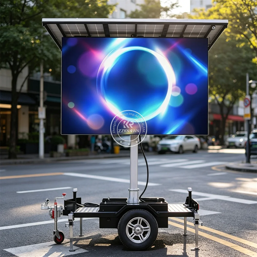 Outdoor LED Advertising Trailer Solar Mobile Billboard Screen Truck Digital Signage Trailer With Control System For Events