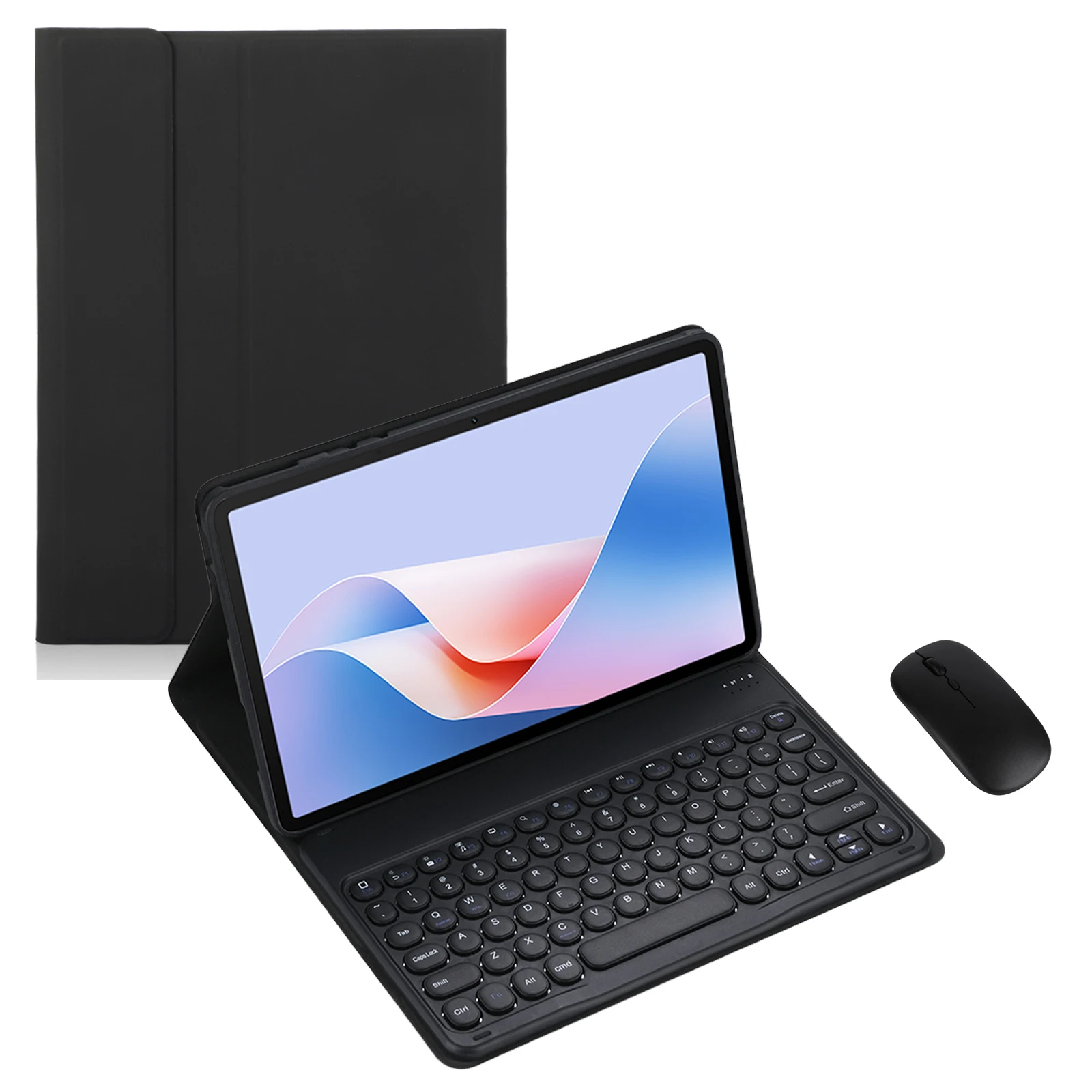 Round Button Keyboard Case for Lenovo Tab K9/M9 2023 TB-310FU 9inch Tablet,Detachable Wireless Keyboard Cover with Mouse (Black)
