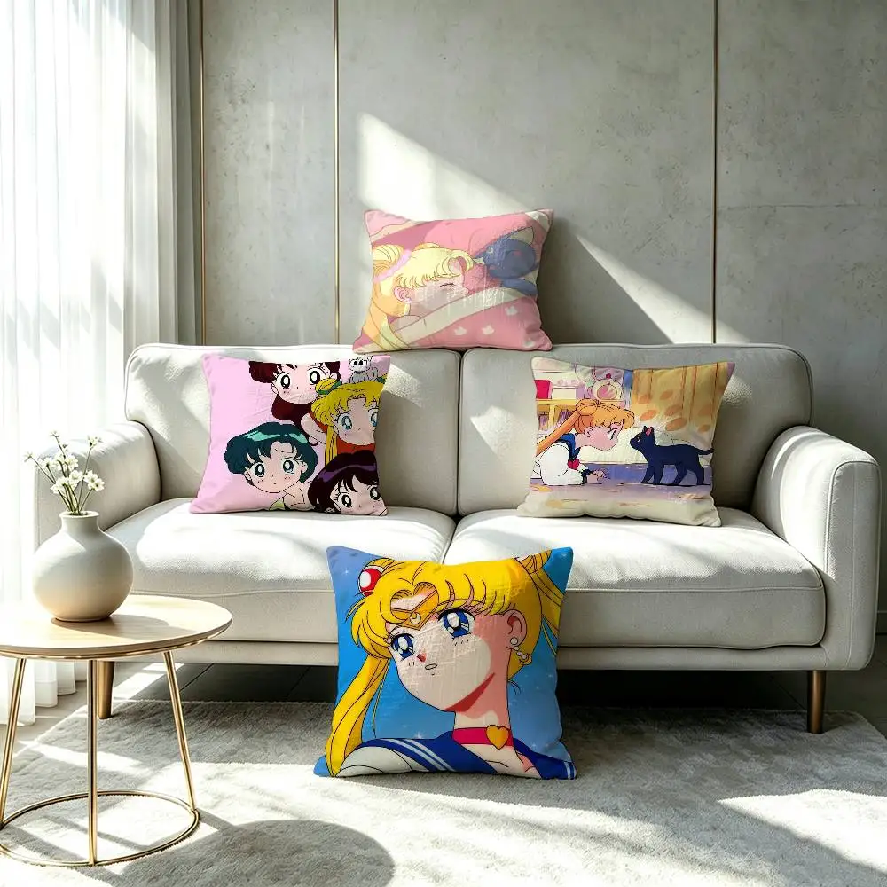 Cartoon Y-Sailor Moon Double-sided printed pillow cover Solid color minimalist pillowcase, fits all bedroom styles