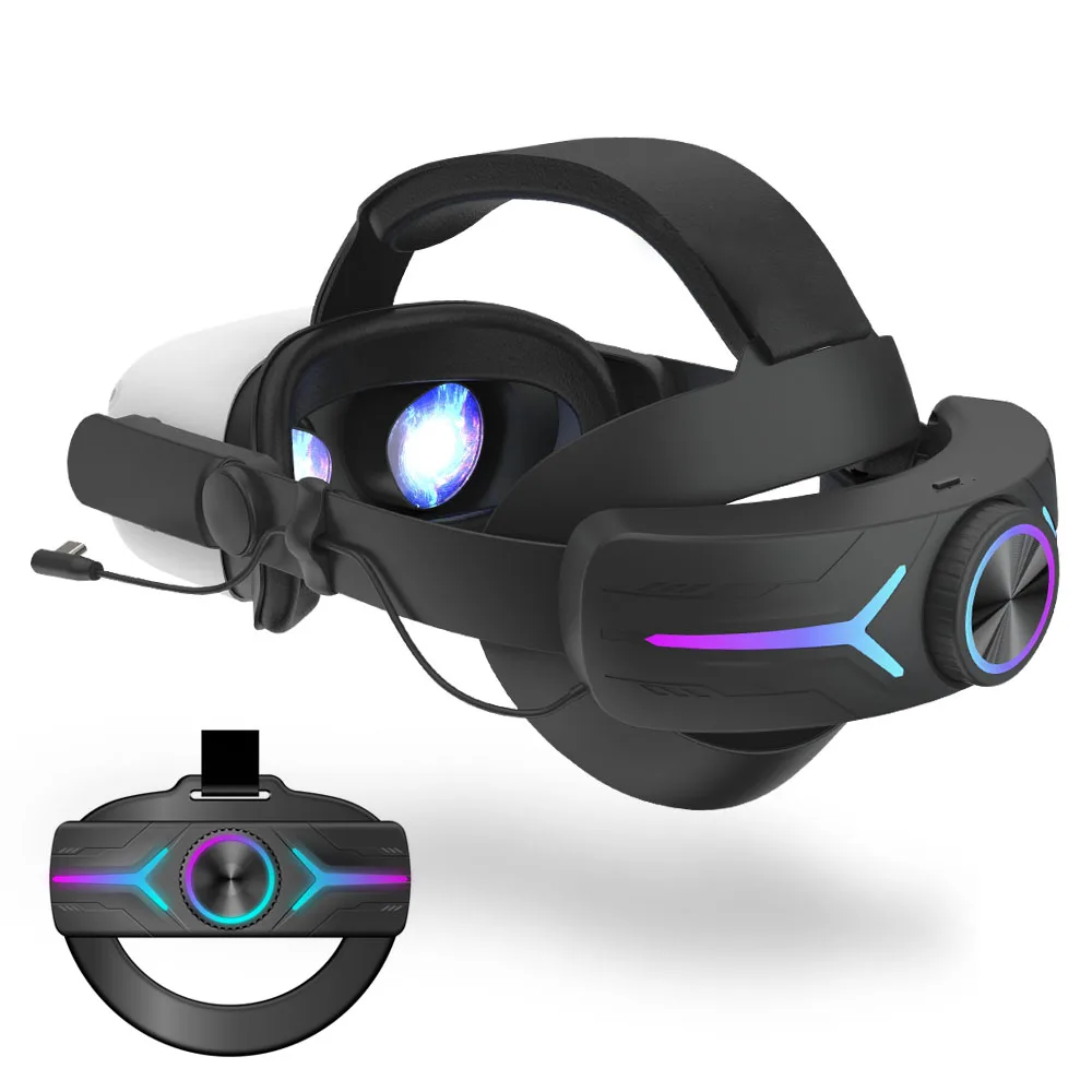 mtomatovr For Oculus quest2 Battery Head Strap RGB gaming adjustable headset  for meta quest3/3s Head Strap VR accessory