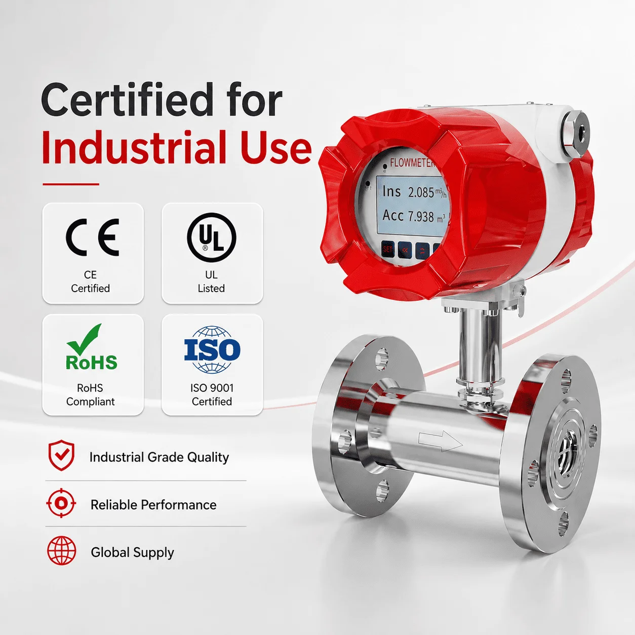 OEM High-Precision ±5% Natural Gas Oil Flowmeter Flange-Type 2 Turbine Flow Meter