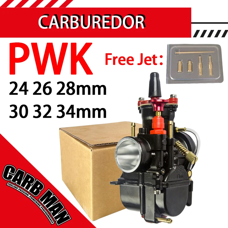For Keihin KOSO PWK 24 26 28 30 32 34mm Motorcycle Carburetor 2/4T ATV Quad Go Kart Dirt Bike Scooter Universal Carb 50-250cc