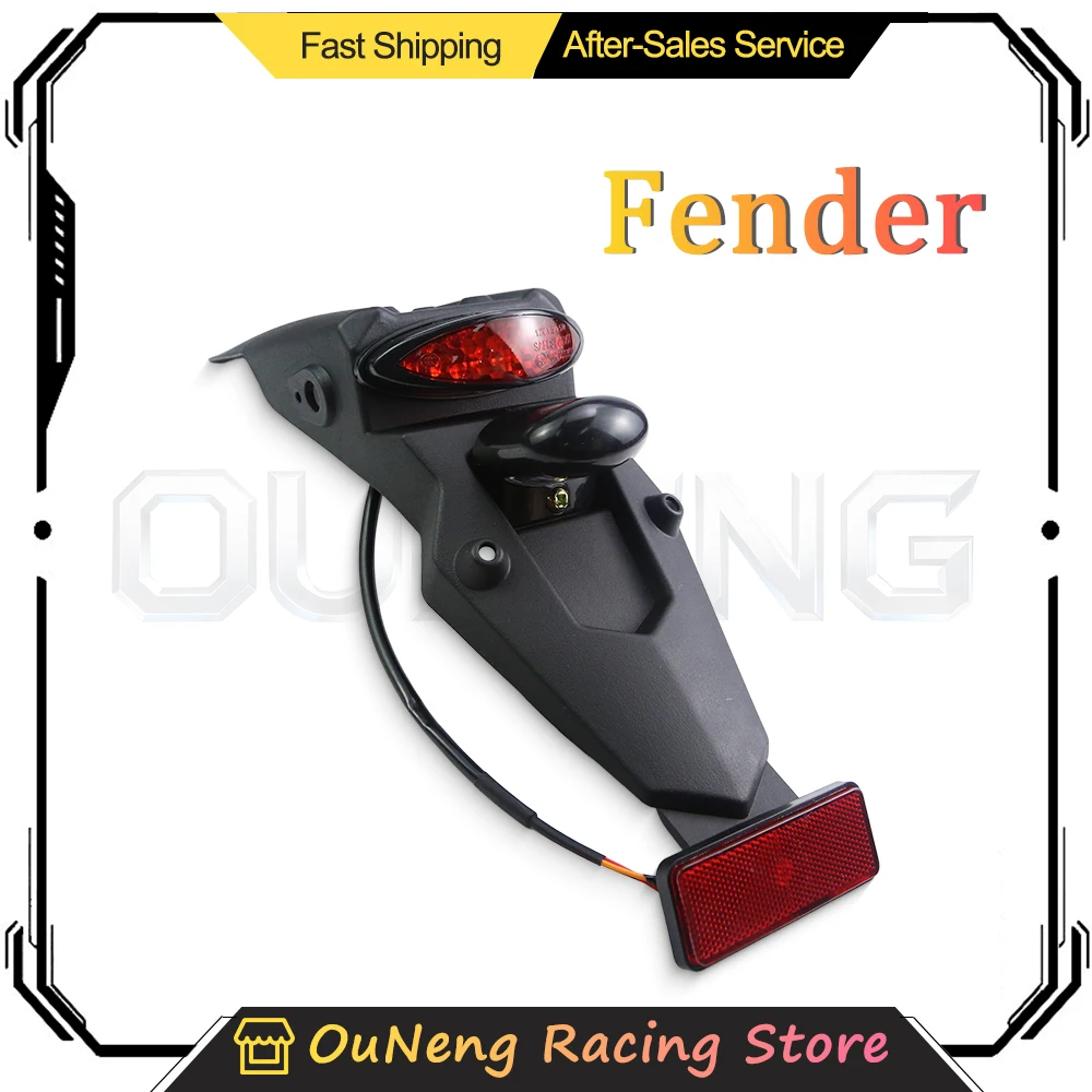 Motorcycle Rear Mudguard Fender With LED Tail Light Reflector Off-Road Bike Modification Parts