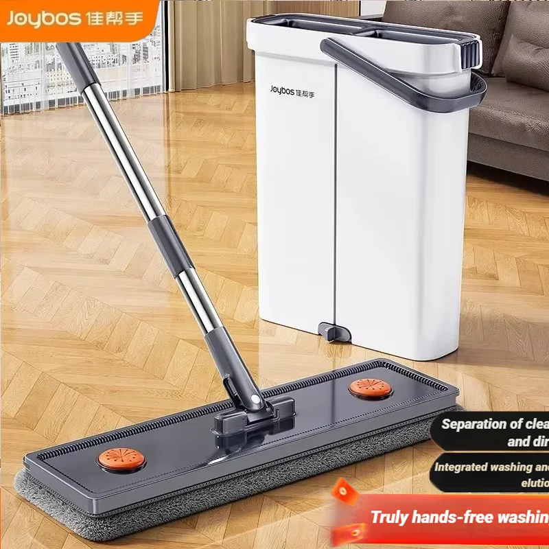 Spin Flat Mop 40cm Mop Combo With Scraper Bucket Set Hand-Free Wet Dry Floor Cleaner For Home Room Toilet Bathroom Mops