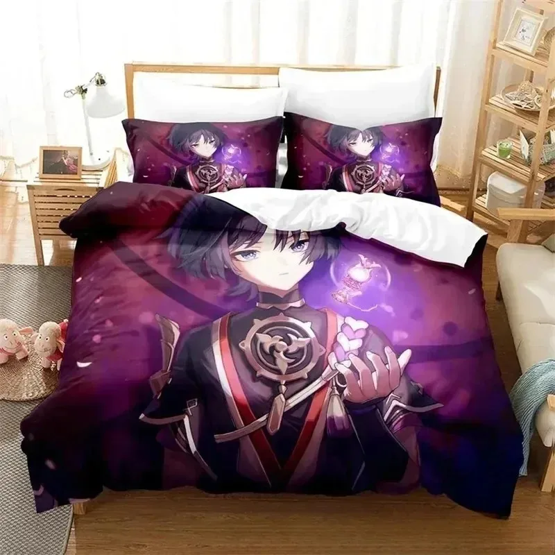 Anime Game Genshin Impact Scaramouche 3D NEW Duvet Cover Pillowcase Bedding Set Adult Boy Girl Bedroom Decoration Single Double