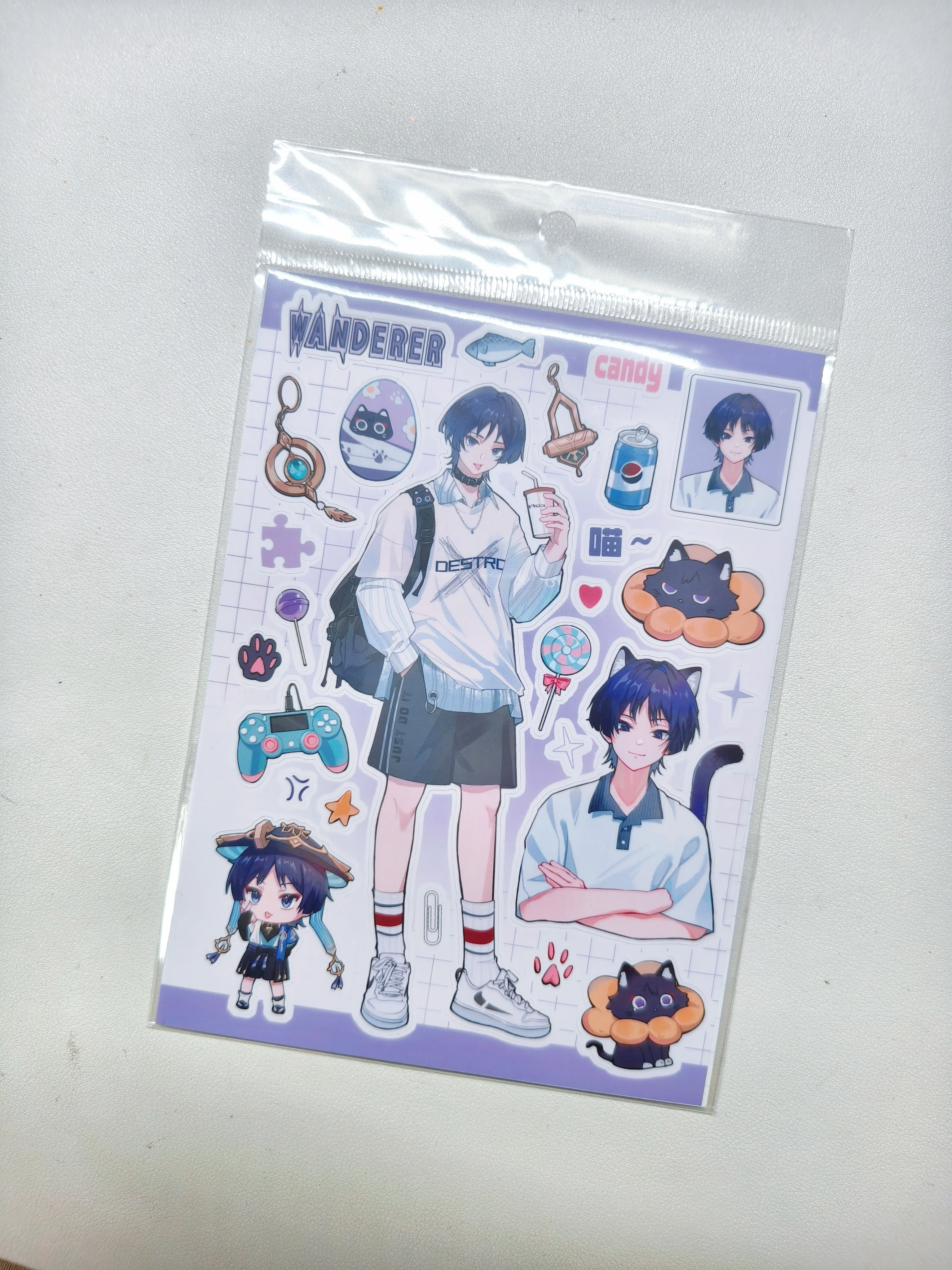 Genshin Impact Scaramouche Tartaglia Kaveh Cosplay Anime  Tags Suitcase Sticker Paster Decals Ornament Kohis Stickers Game Gifts
