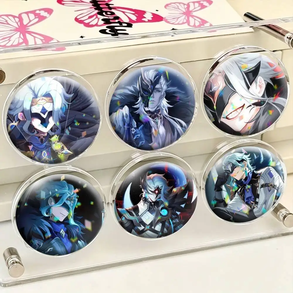 A-Genshin Impact Fatui Pierro Dottore  25mm 32mm 44mm 58mm 75mm Brooches Badges Pins for Accessories Gift