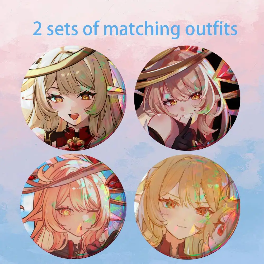 Genshin Impact Alice Hexenzirkel 2 piece set Pins Creativity Printed Pictures Text Metal Lapel Badges Brooches Jewelry Gift