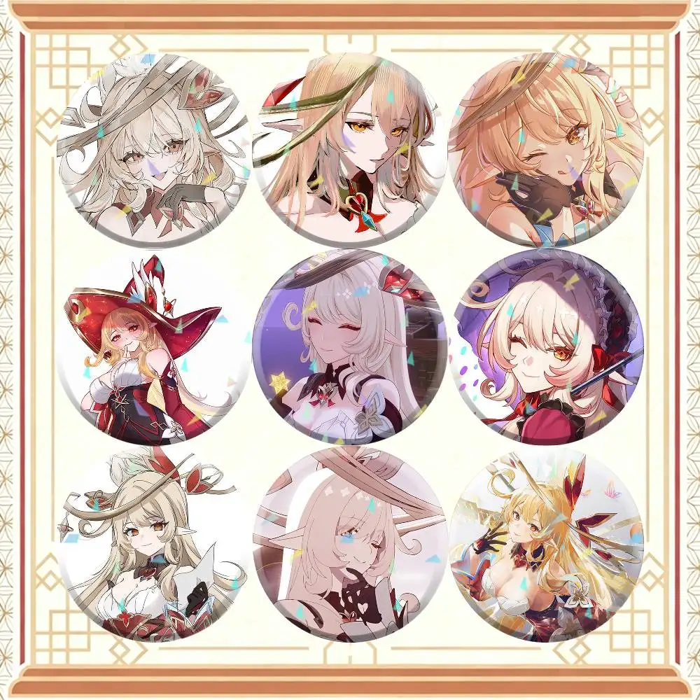 Genshin Impact Alice 32/44/58mm Handmade Pins Round Brooch Badge Backpacks Clothes Jewelry Gifts