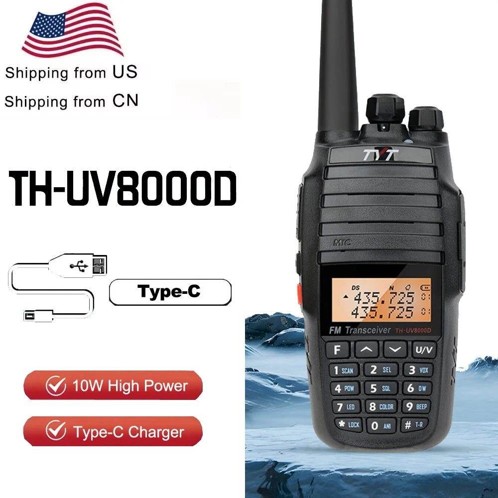 NEW TYT TH-UV8000D Type-C Charging Amateur Radio Cross Band Repeater VHF UHF Dual Band 10W Walkie Talkie Long Range