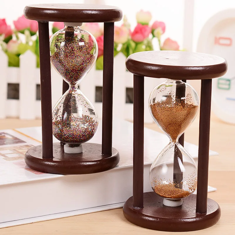 WW retro simple wooden hourglass, home student desktop timer decoration, restaurant table creative ornament