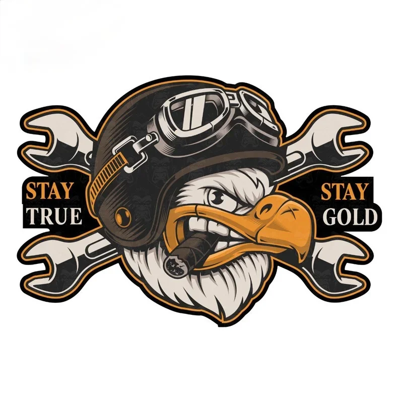 Car Sticker Creativity Personality Bald Eagle Smoking Gold Anime Decal Auto Motorcycle Decor  PVC,13cm*13cm