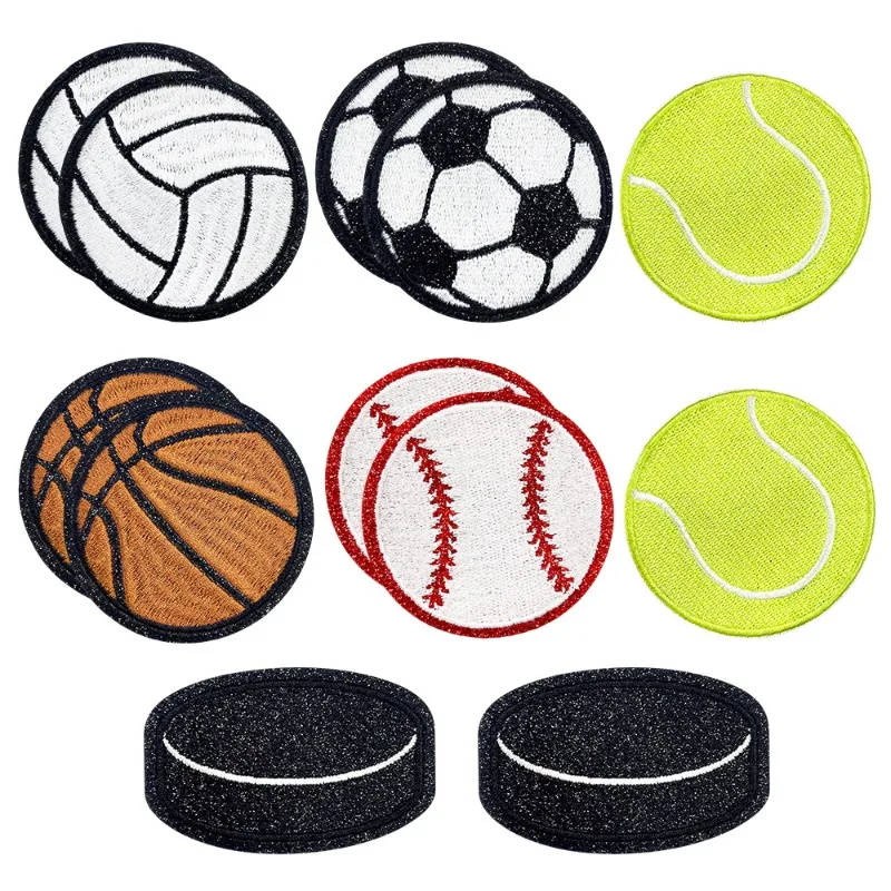 Glitter Sports Baseball Soccer Tennis Iron-on Sew Embroidery Badge Patches DIY T-shirt Hat Backpack Clothing Appliques Sticker