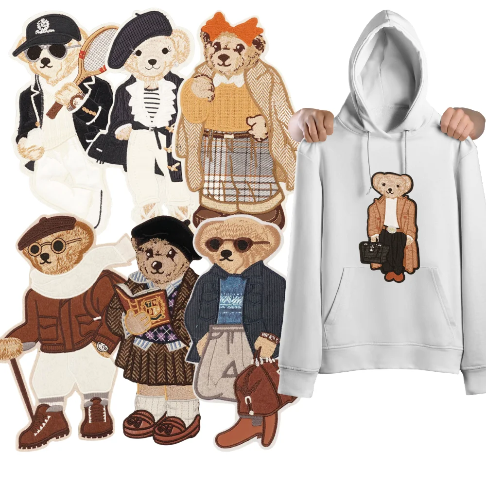 Cotton Bear Embroidery Patch Sewing Cloth Sticker DIY T-shirt Backpack Dress Bag Hat Sew on Patches Clothing Repair Accessories