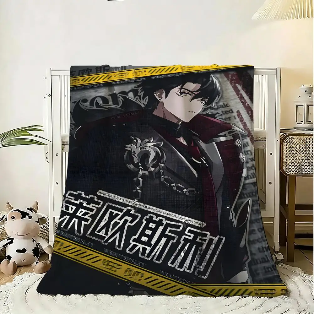 Game Genshin Impact Wriothesley Throw Flannel AC Blanket Lightweight Summer Nap Throw Cozy Blanket for Sofa Bed Travel Home