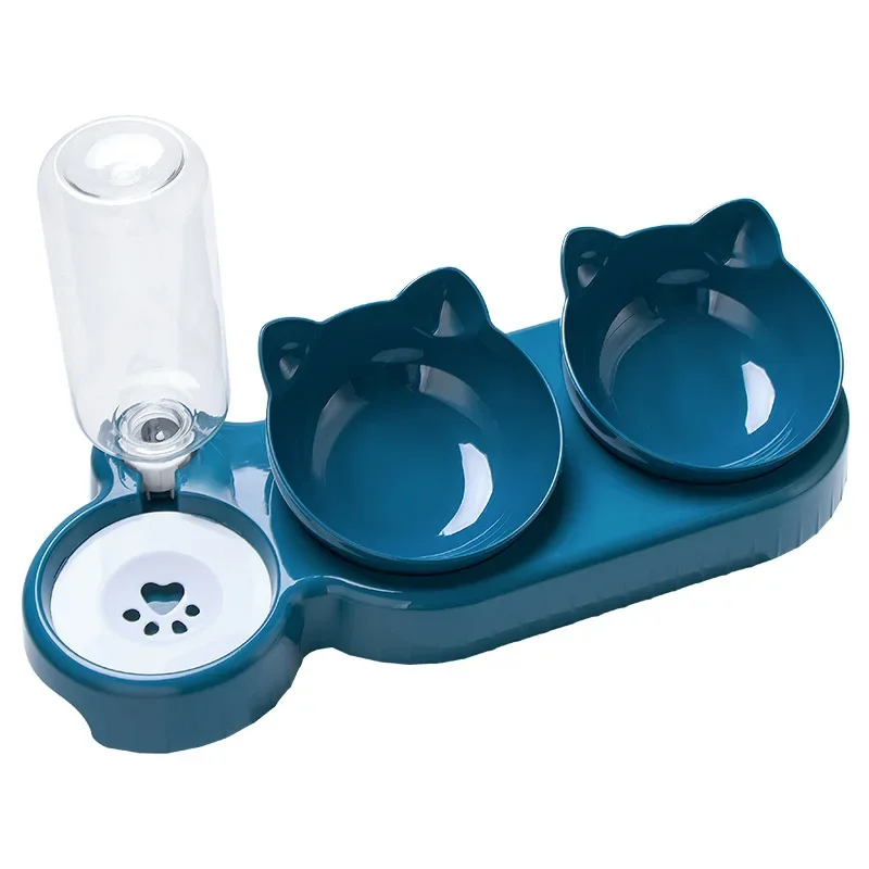 3 In 1 Cat Feeder Automatic Water Dispenser Double Bowl Pet Food Container For Small Dogs Cats Kitten Accessories New Hot
