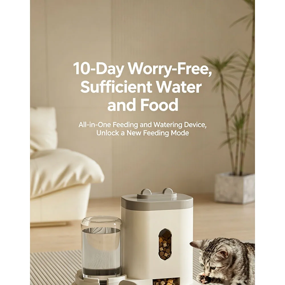 Automatic Feeder Dog Cat Food Bowl With Water Fountain Large Capacity Pet Food Storage Dispenser Container Puppy Pet Accessories