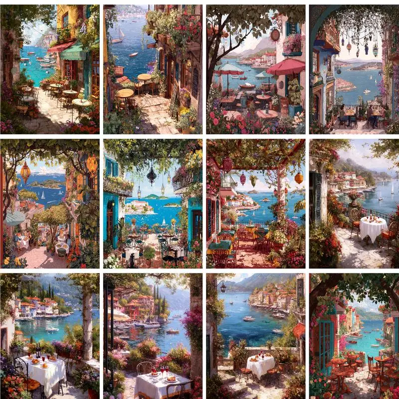 GATYZTORY Painting By Numbers For Adults Art Supplies Town Scenery Acrylic Paint Crafts Paint Kit for Beginner Home Decor