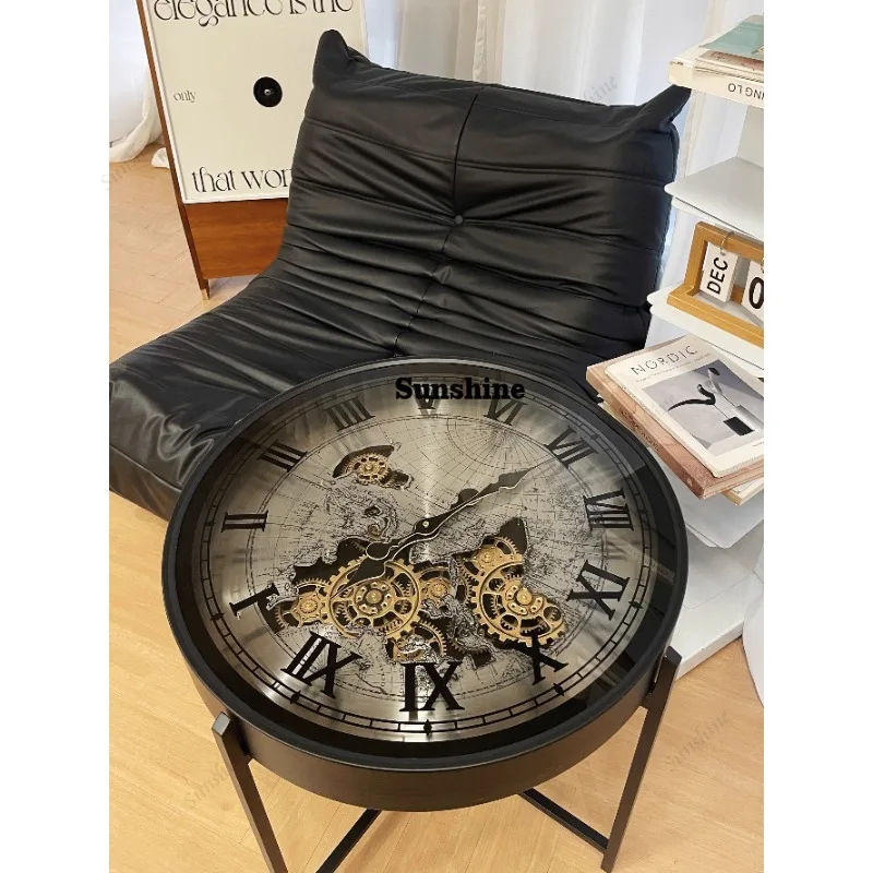 Retro High-end Light Luxury Design American Clock Gear Living Room Sofa Side Table Small Coffee Table