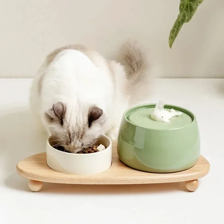 Ceramic Water Fountain Cat Charging Pet Water Feeders Dogs Automatic Circulating Filtration Flow Water Dispenser Cat Accessories