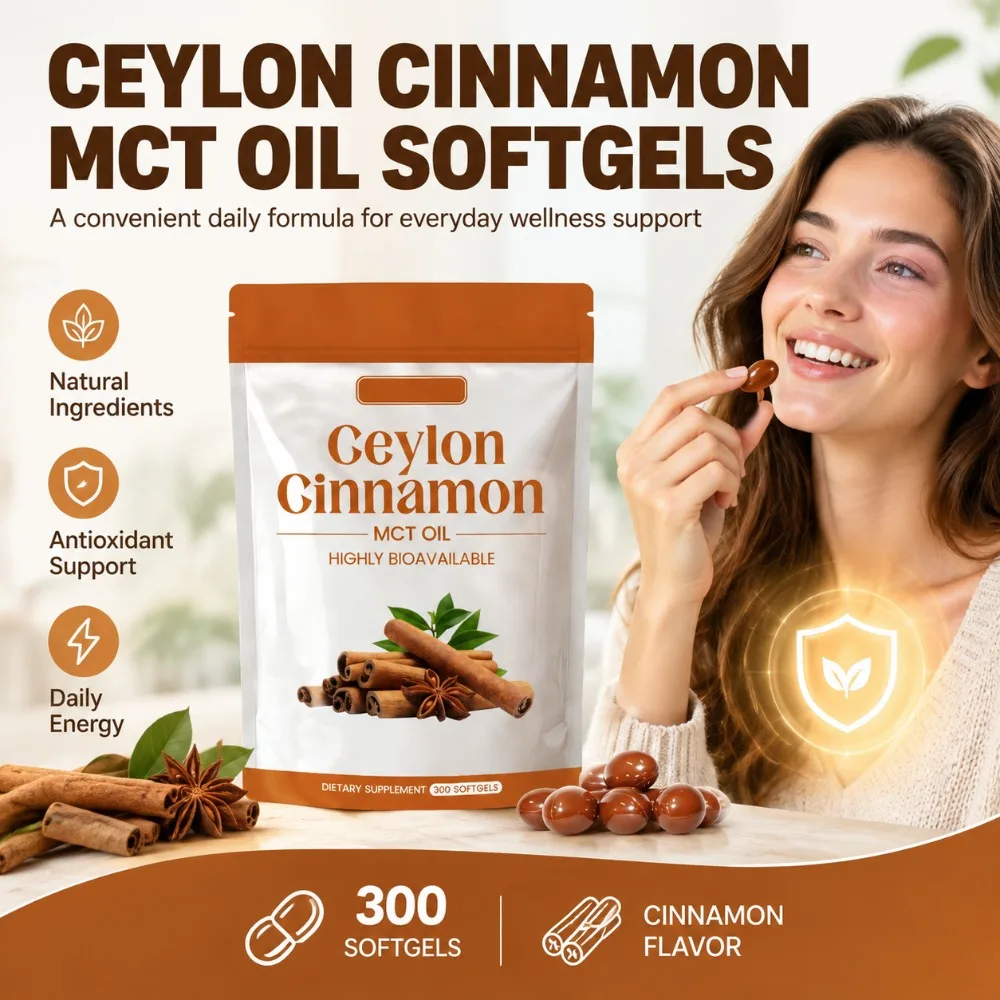 Ceylon Cinnamon Softgels Highly Bioavailable with MCT Oil Supports Healthy Blood Sugar Balance & Antioxidant Defense 300 Count