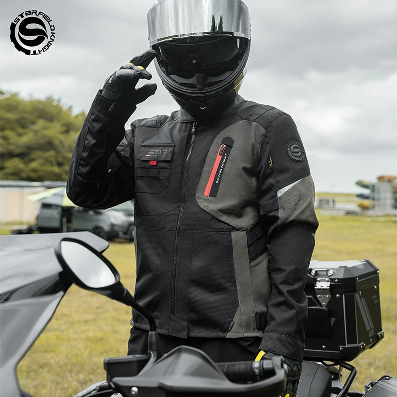 SFK Summer Breathable Motorcycle Men's Riding Jacket Waterproof Fabric Winter Warm Inner Liner With CE Protection Accessories