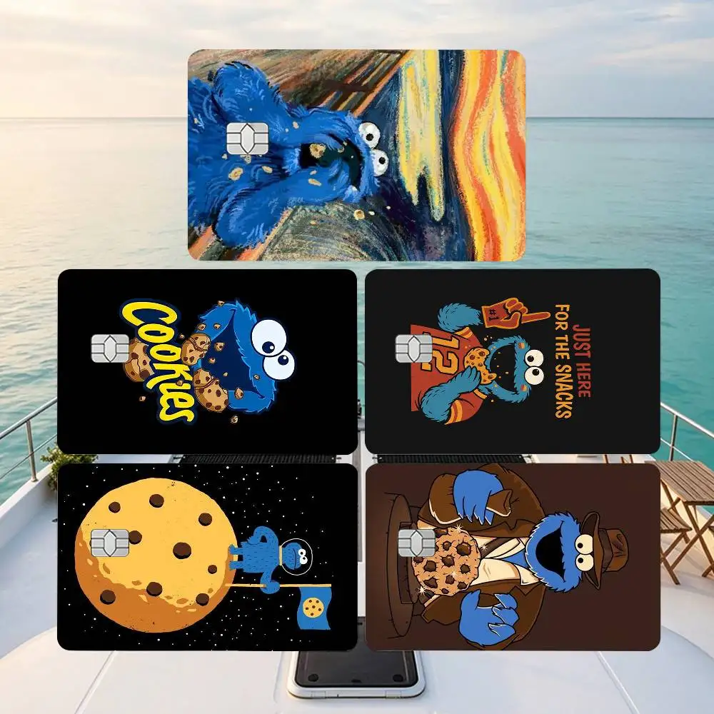 Cute Blue Monster C-Cookie Credit Card HD Stickers Game Card Decal Small Chip Waterproof Sticker Gift