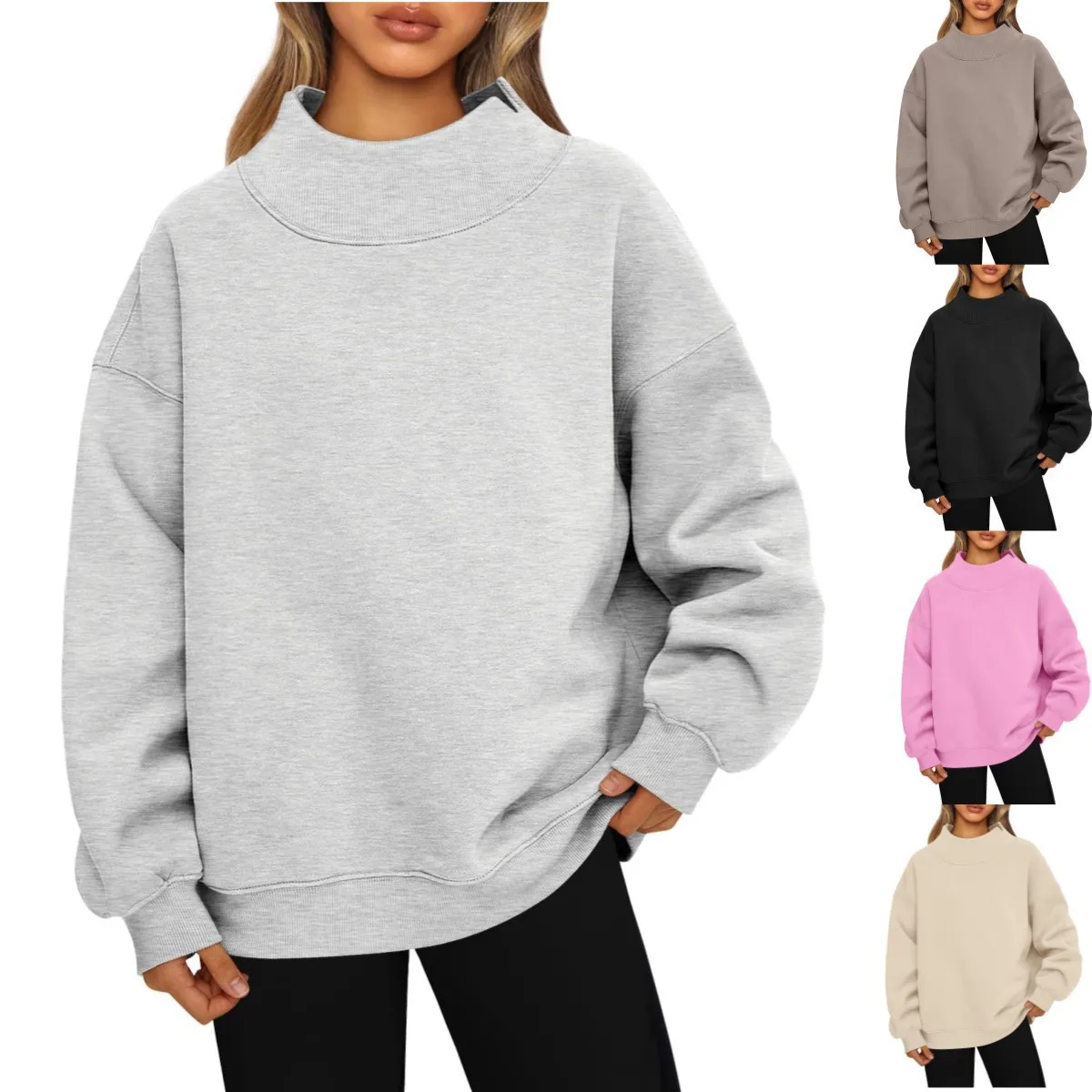 2025 Europe Beautiful Women's Sweatshirt Long-sleeved Turtleneck Sweatshirt Casual Sweater Fleece Top Women