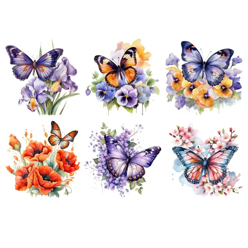 16cmButterfly flower Themed Decals Iron-on Appliques Transfer Stickers Suitable for DIY T-Shirts Cowboy Hats Backpack Decoration