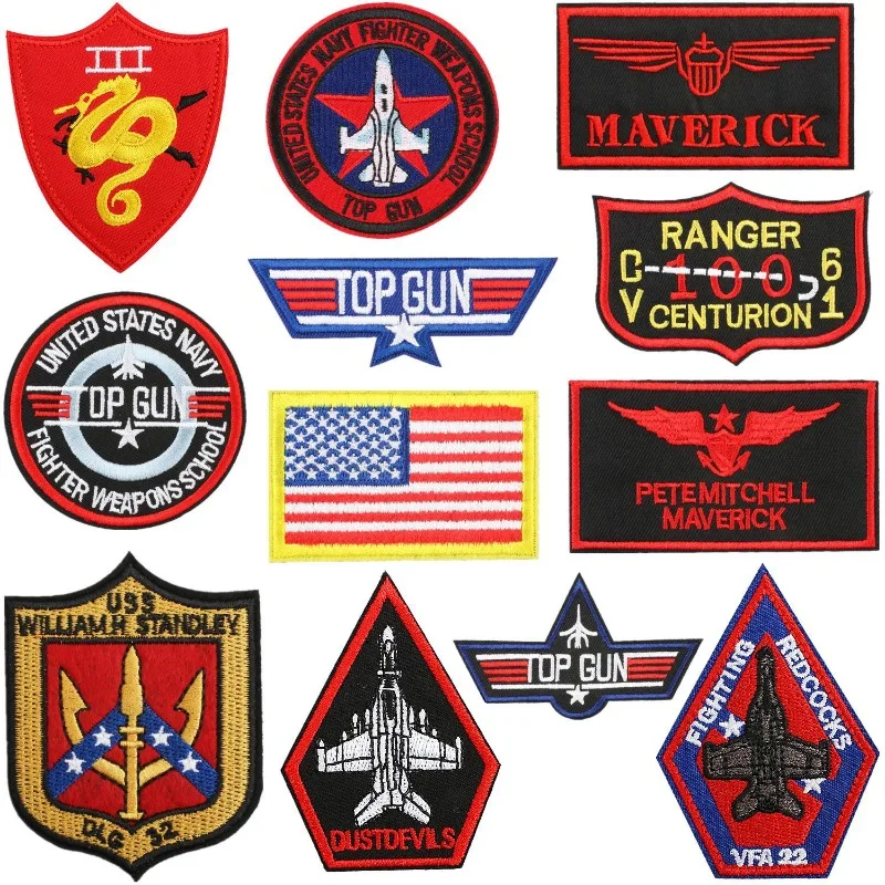 America Flag Aviator Pilot Sewing Iron-on Hook and Loop Embroidered Badge Patches for DIY T-shirt Backpack Clothing Appliques
