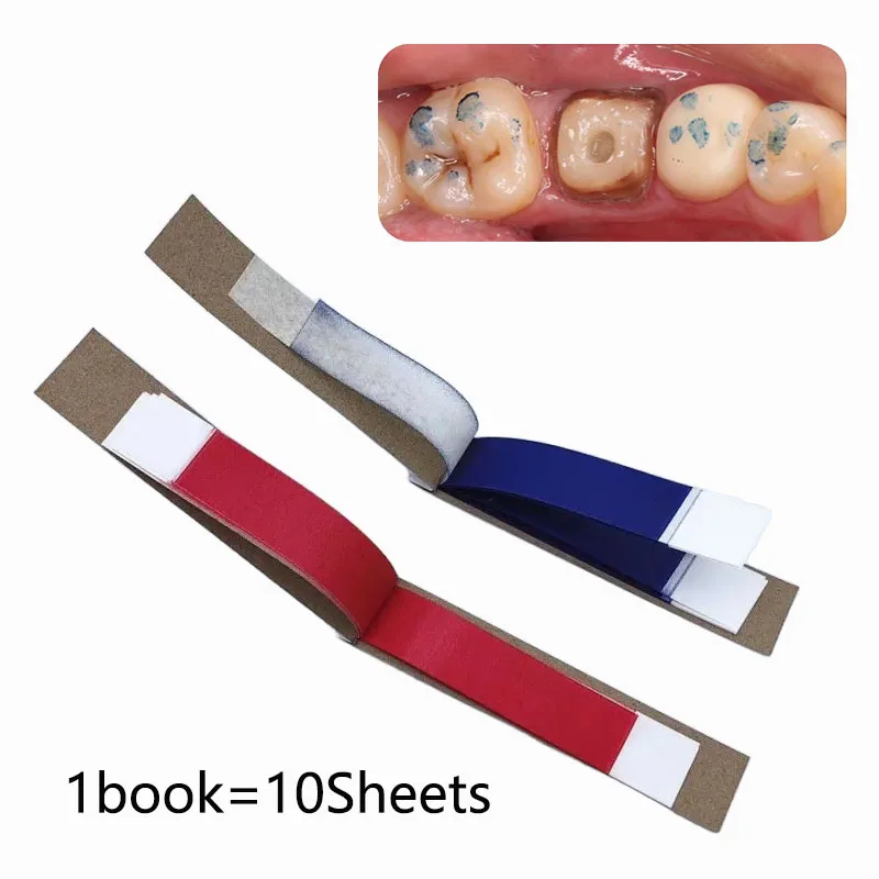 1Book/10Sheets Dental Orthodontic Strips Oral Dentist Teeth Care Whitening Material Blue/Red Articulating Paper Dental Tools