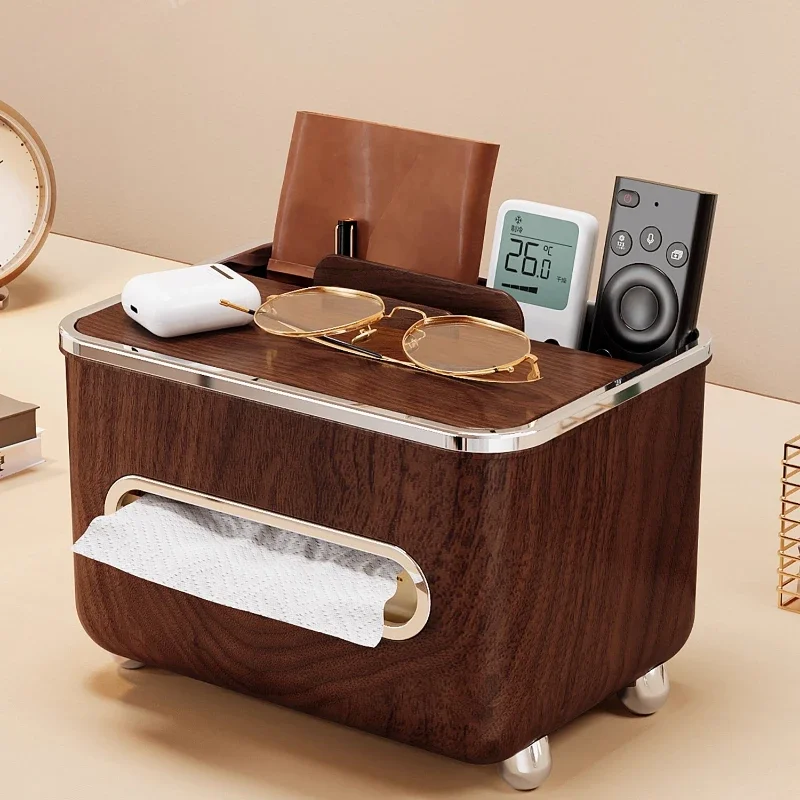 Desktop Living Room High-End Remote Control Tissue Box Vintage-Style Coffee Table Storage Box Bedroom Home Tissue Dispenser