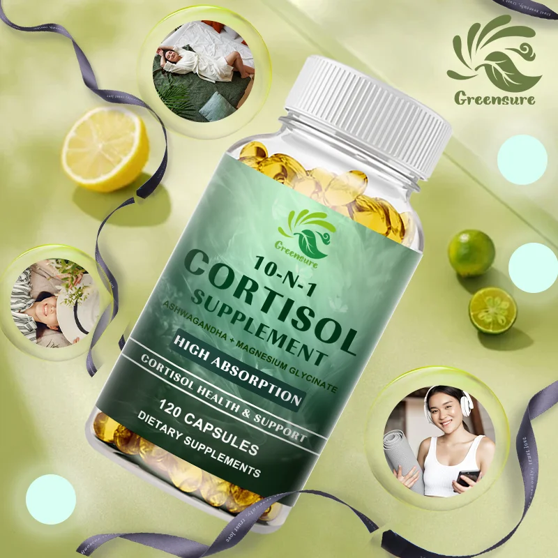 GREENSURE 10-IN-1 Powerful Combination Cortisol Supplement – Stress Relief, Balanced Cortisol Response, Relaxation & Deep Sleep