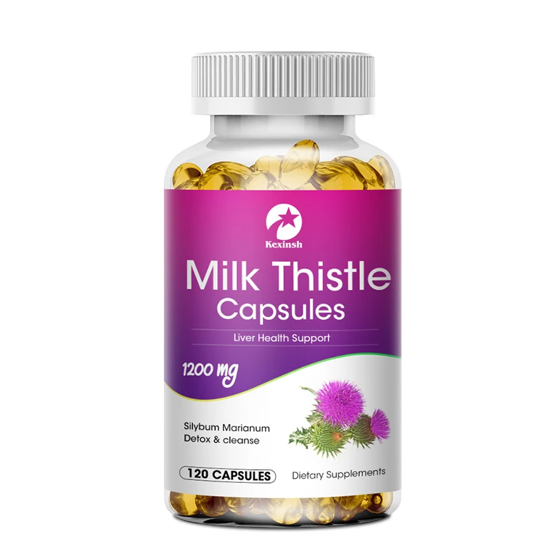 Kexinsh Milk Thistle 1200mg Capsules Liver-protecting Detox Clearing Heat Detox Anti-hair Loss Prevent Alcohol Damage
