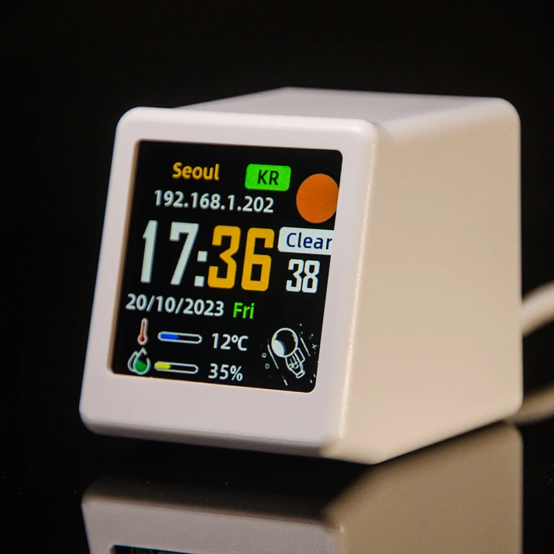 Customizable Desktop Decoration Small Portable Smart Wifi Weather Station Display Weather Temperature Humidity Time Alarm Clock