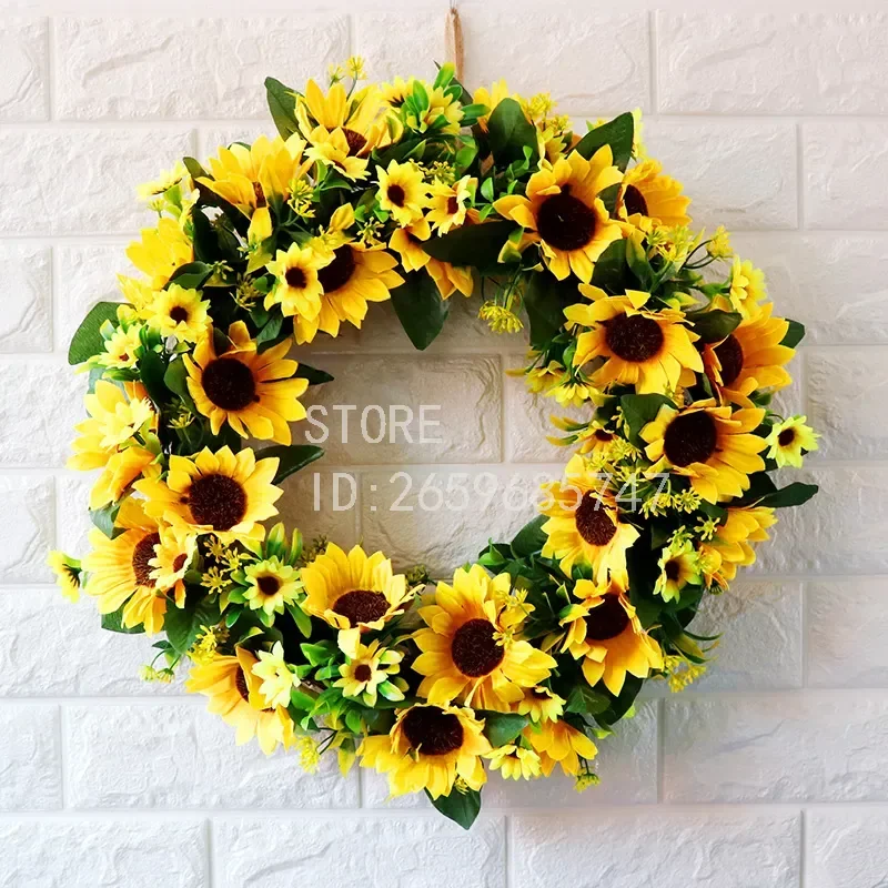 for Simulation Sunflower Home Garland Door Decoration 45cm Wall Pendant Amazon Cross Border Supply Factory Store Delivery