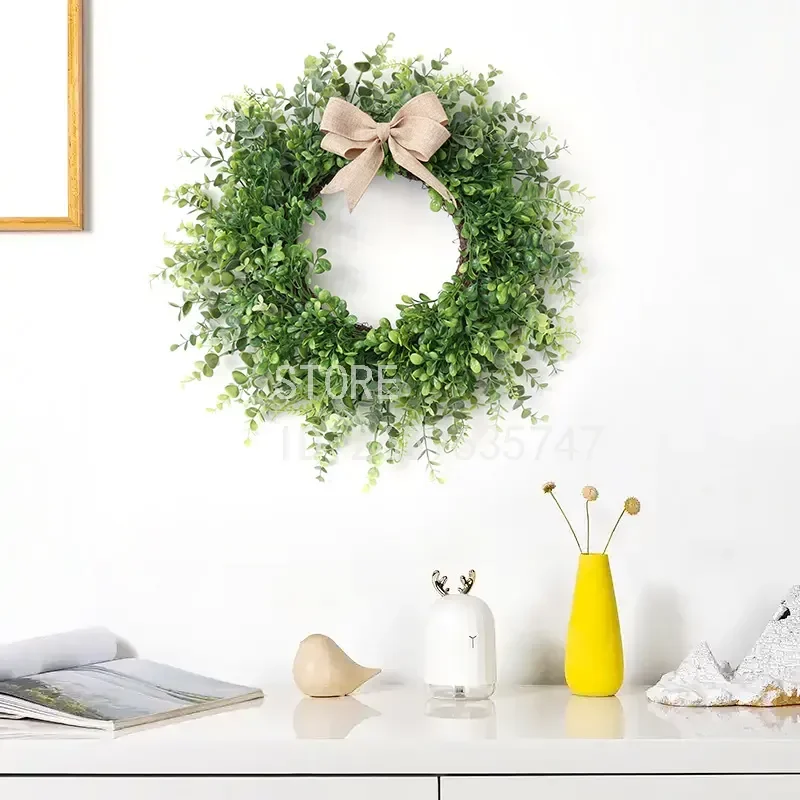 for Cross-border explosion plain circle green boxwood wreath home door decoration wall pendant simulation festival ornament