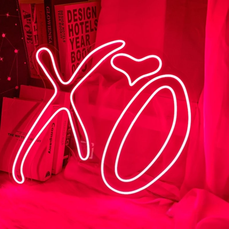 XO Neon Sign with Heart Dimmable Neon Lights Wedding Wall Hanging Decor USB Powered Neon Signs for Home,Bedroom,Bar,Pub,Man Cave
