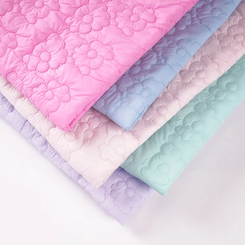 7colors Flower Quilted Cotton Fabric Candy Colored Cotton Clip Embroidered Fabric Fall Warm for DIY Winter Sewing Cloth 0.5/1/2m