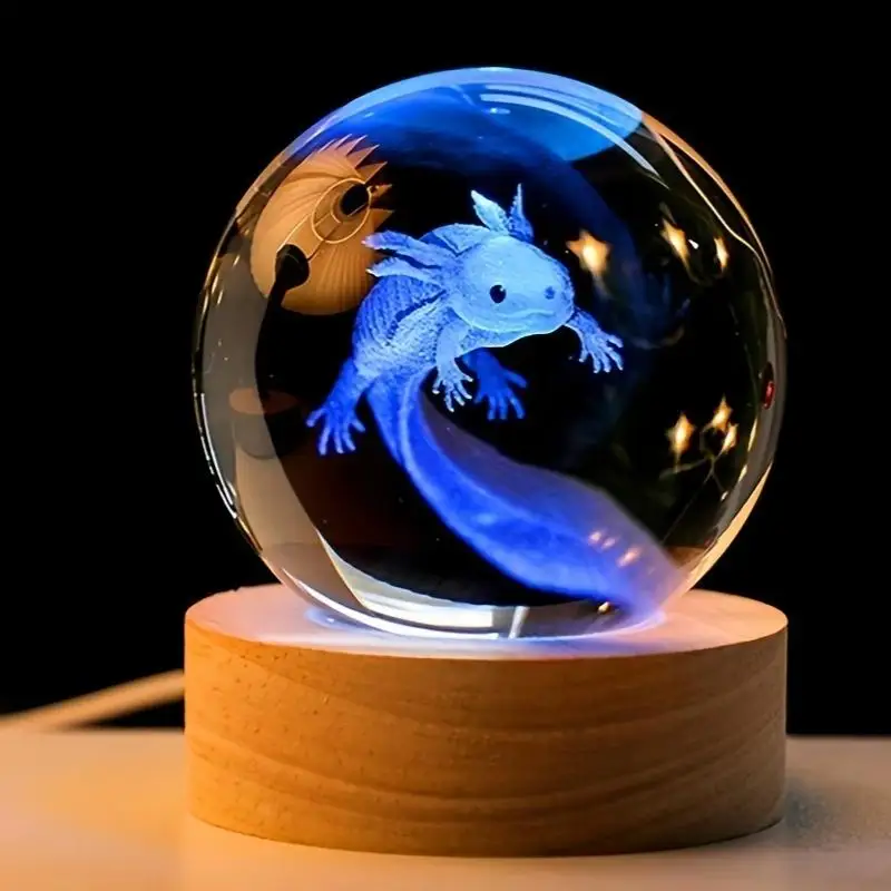 6cm 3D Salamander Crystal Ball Home Decoration USB LED Birthday Christmas Halloween Thanksgiving Valentine'S Day Universal Gift