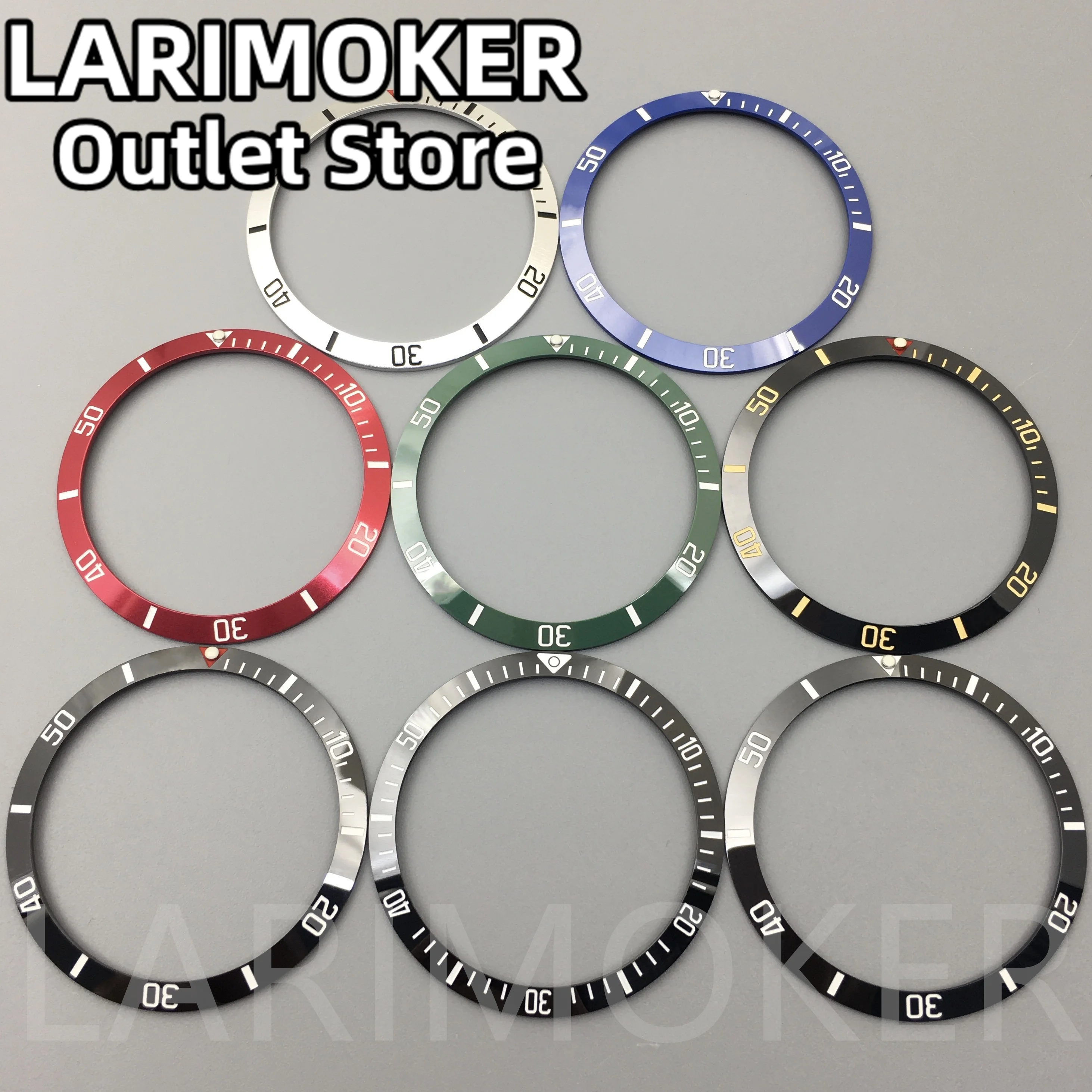 LARIMOKER Black Blue Silver Red 37mm Watch Bezel Insert Ceramic Bezel Insert  into 39mm Watch Case Watch Accessory Parts