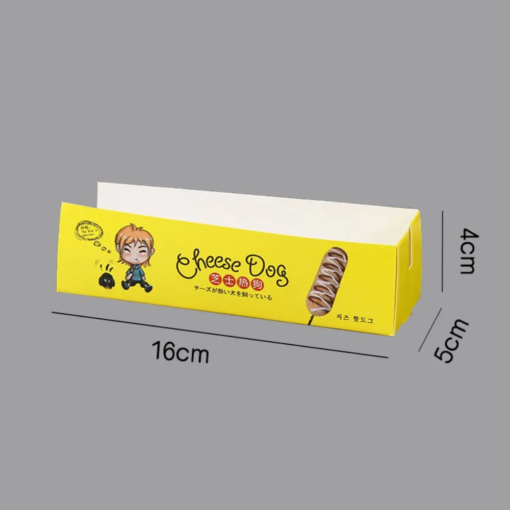 100PCS Disposable Hot Dog Packaging Box Paperboard Boat Shape Sausage Tray Eco-Friendly Food Grade Takeaway Container