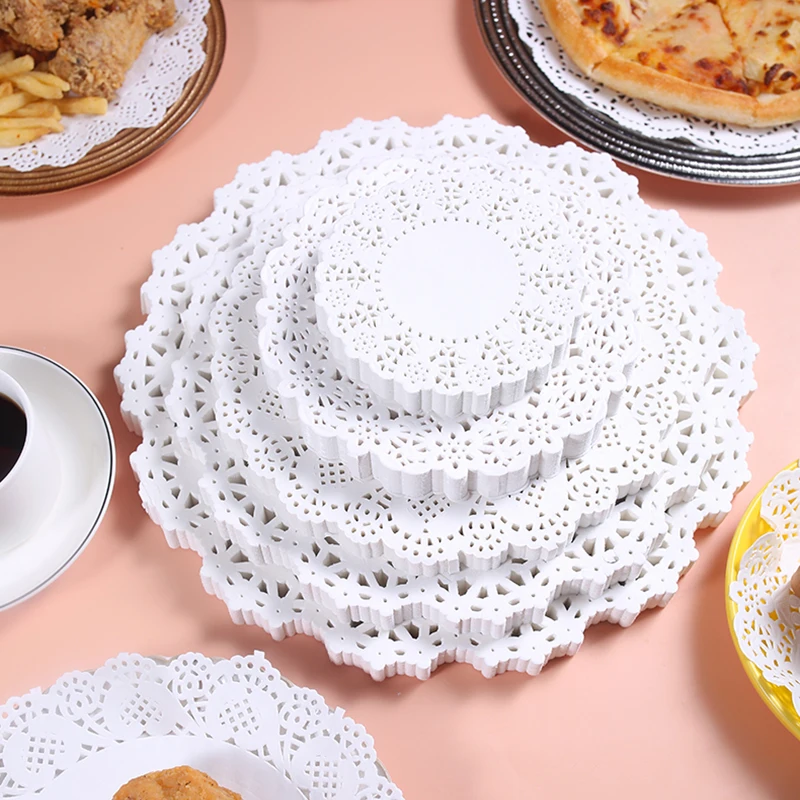 100pcs White Lace Paper Doilies Placemats DIY Box Packaging Gift Wrap Paper Crafts For Wedding Party Favors Table Decoration Mat