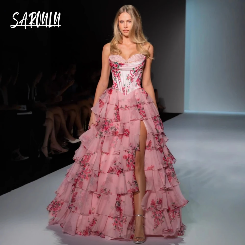 Romantic Tiered Ball Gown Corset Stunning Evening Dress Sweetheart Neckline Elegant Sleeveless Party Prom Wear Fast Shipping
