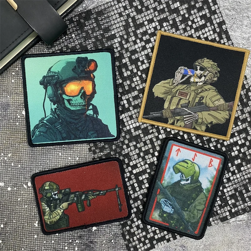 Tactical Skull Soldiers Morale Badge Sniper Rifle War Fuel Armband Hook and Loop Personalized Backpack Hat Accessories Stickers