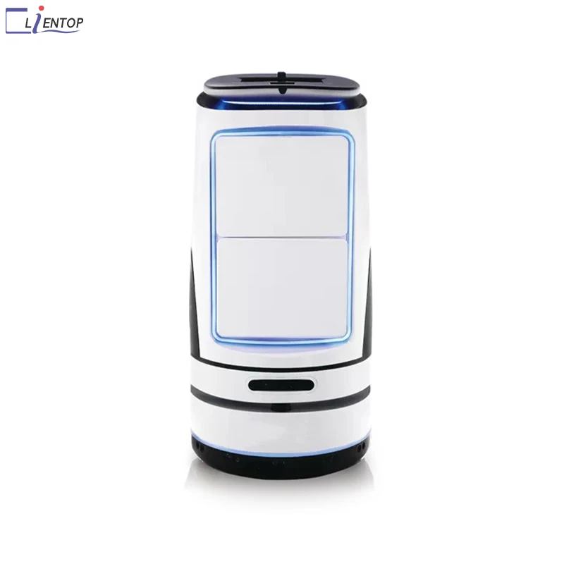 PadBot W2 Autonomous Food Delivery Robot With 10.1 Inch Screen Laser Navigation Auto Charging for Hotels Restaurants