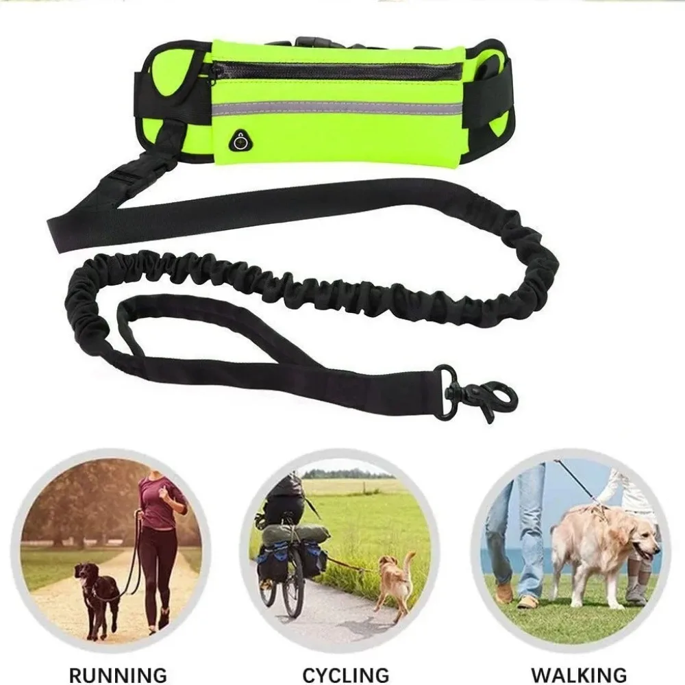 Hands Free Dog Leash for Running Walking Reflective Leash with Waist Bag Retractable Elastic Belt Dog Traction Rope Pet Products